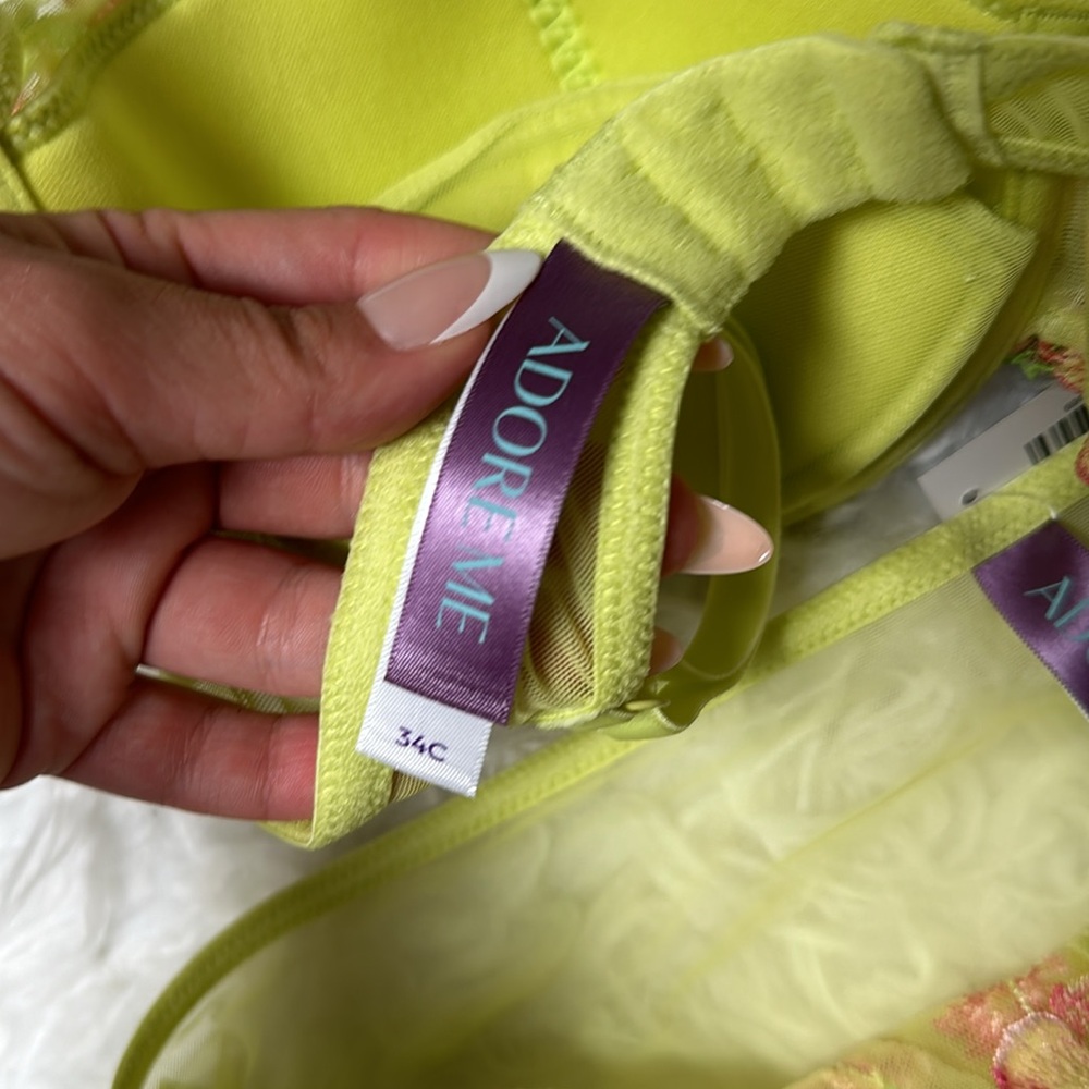 BRAND NEW ADORE ME Daphne Push Up bra and panty set size 34C light green - Picture 5 of 7